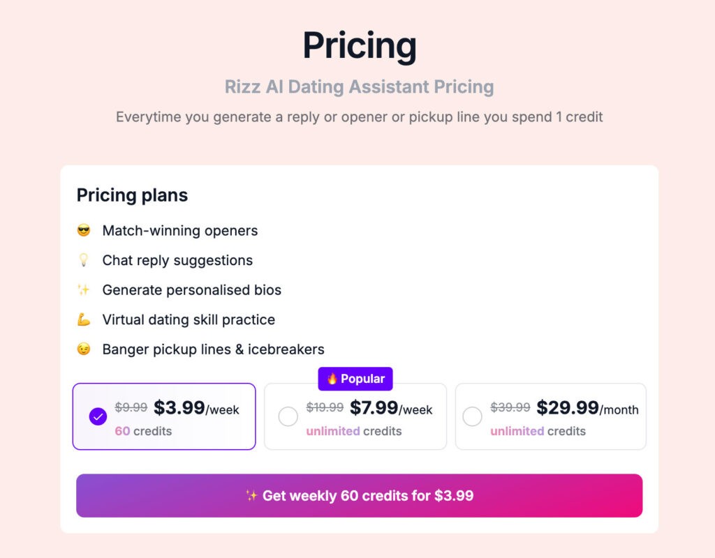 Pricing for Datingai.pro