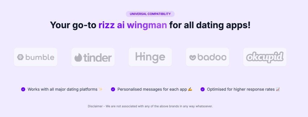 Image from Datingai.pro explaining how this is a rizz app online